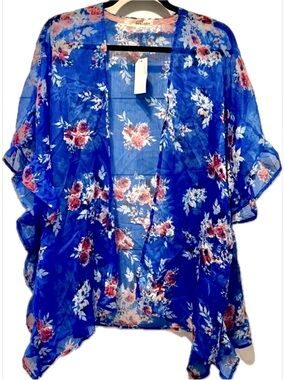 NWT, Sheer Kimono Beach Cover Up Top Sz. S